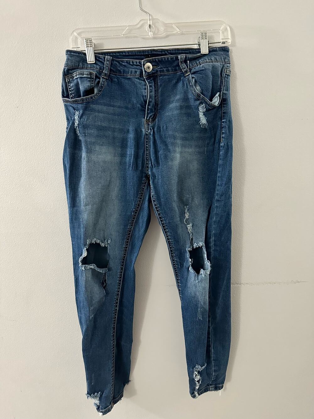 Forever 21 Jeans Women's 27 Dark Wash Denim Skinny Distressed High Rise